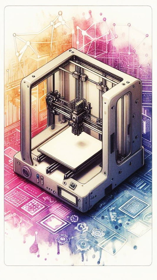 3D printer of Stratified 3D India on a modern abstract coloured background