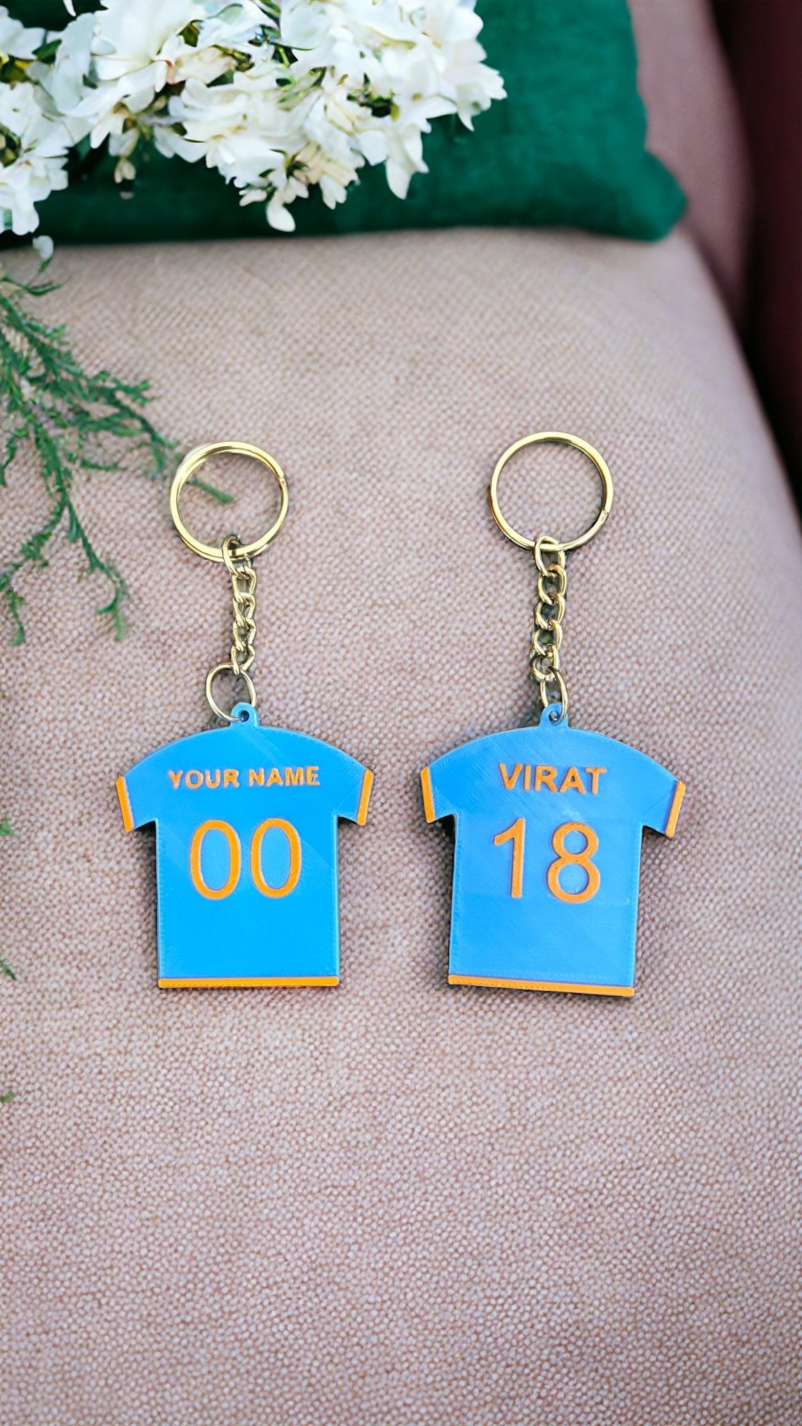 India - Cricket Team Customizable Keychain (Set of 2) - Stratified 3D