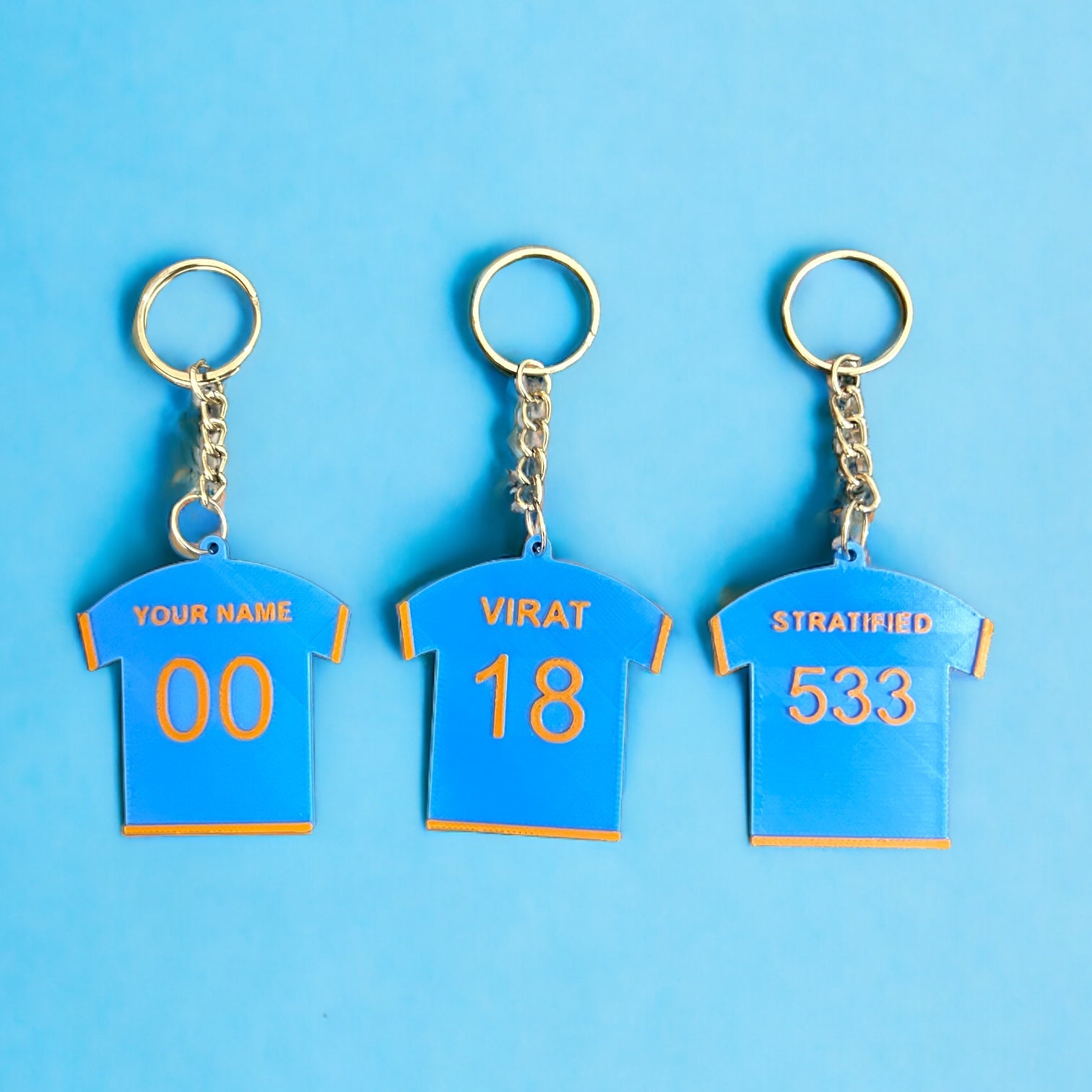 India - Cricket Team Customizable Keychain (Set of 2) - Stratified 3D