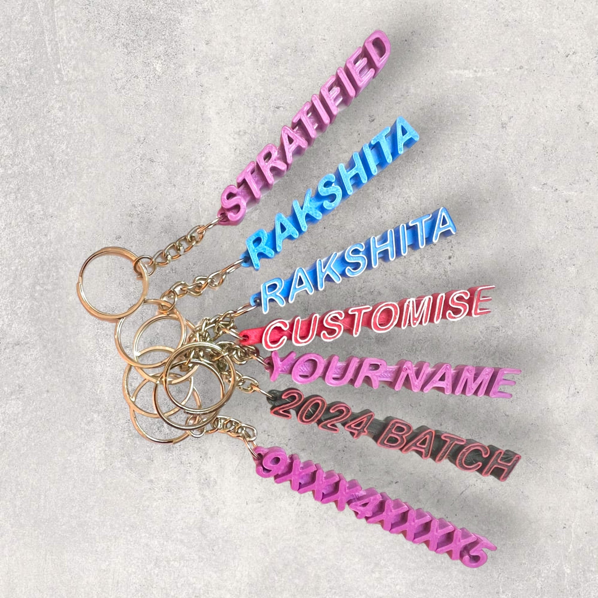 Namely - Custom Text Keychain (Set of 2) - Stratified 3D